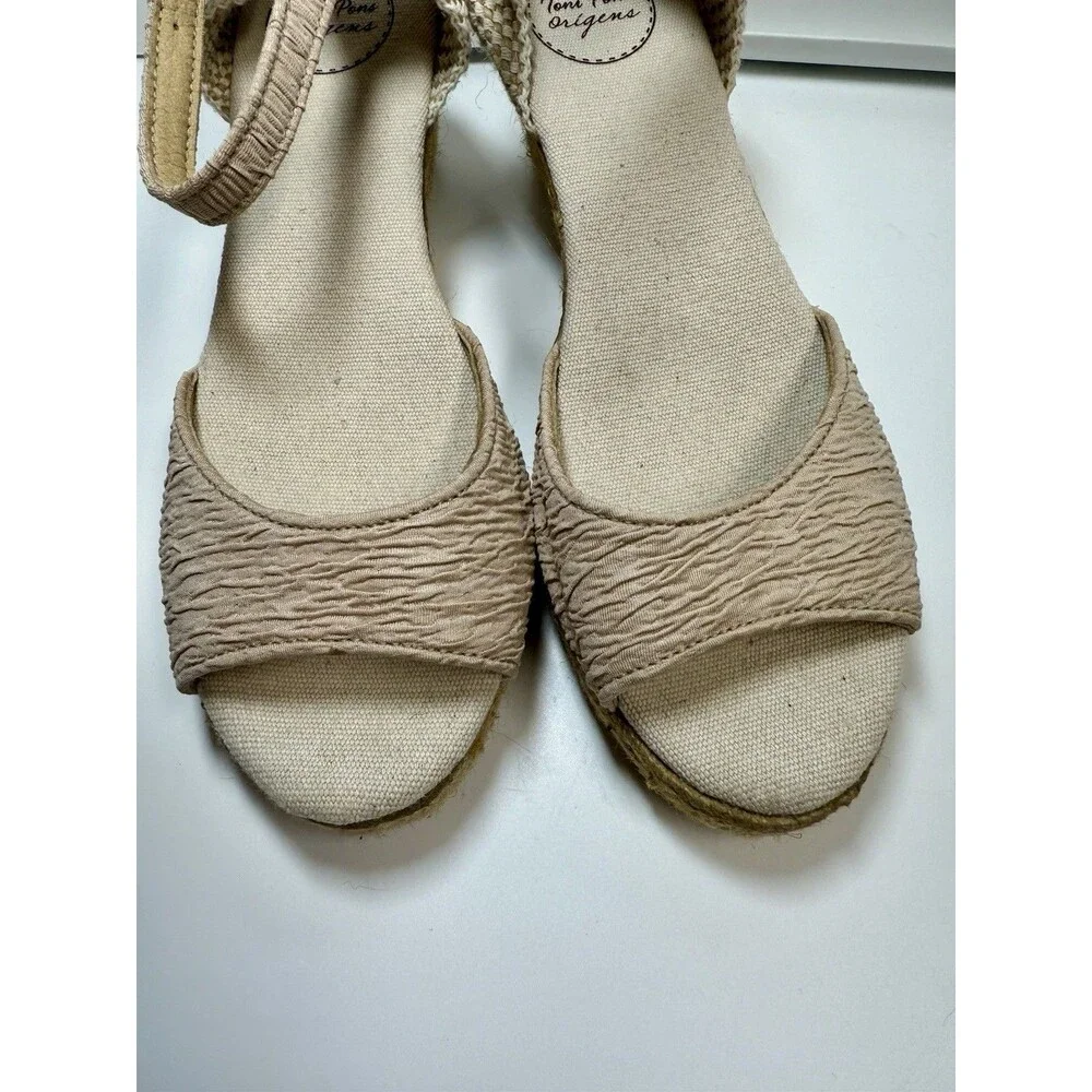 Toni Pons Origens Open Toe Wedge Espadrille Sandals In Natural Sz 8 New
